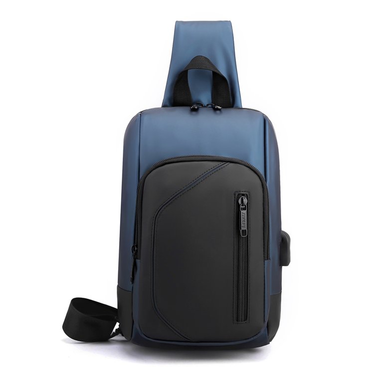 Men's bag Single shoulder crossbody bag Multi-functional sports slant chest backpack USB charging port anti-theft chest bag